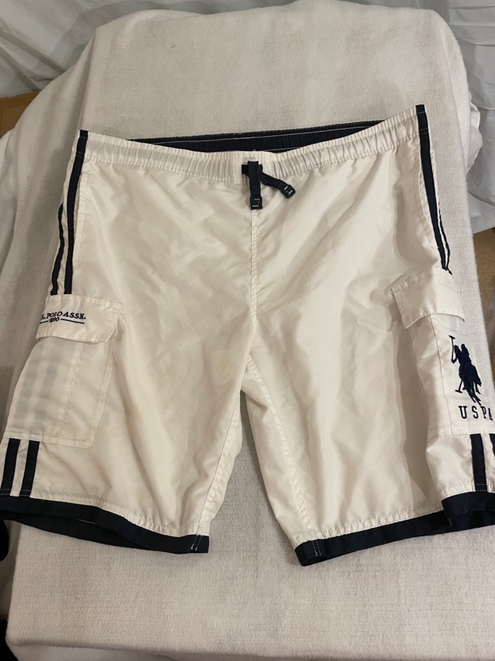 U.S. Polo Assn. White Swim Shorts with Navy Trim